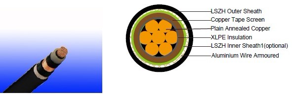 600/1000V XLPE Insulated, LSZH Sheathed, Armoured Power Cables (single core)